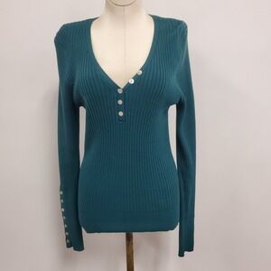 Vtg Z Universe Womens Long Sleeve Y2K Ribbed Sweater Size L Elena Gilbert Preppy